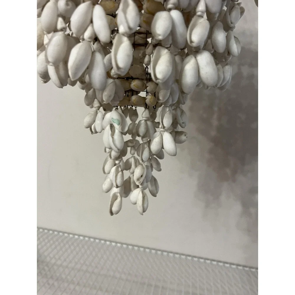 Bohemian Seashell Hanging Chandelier Mobile Coastal Decor Tiered Basket Birds